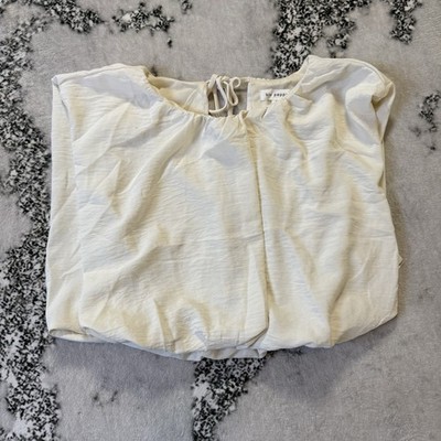 Blu Pepper Top Womens Size S Cream Blouse Crop Tie Back Sleeveless Cottage core