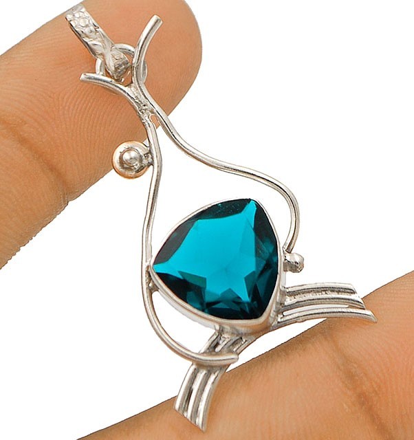 Natural 4CT Two Tone Apatite 925 Solid Sterling Silver Pendant