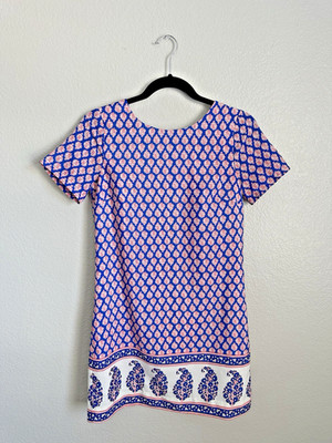 J Crew Dress Womens Size 0 Short Sleeve Lined Back Paisley Print Gallery Shift