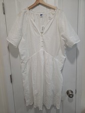 Old Navy Embroidered Floral Mini Dress Women's XL Tall White Cottagecore 90s