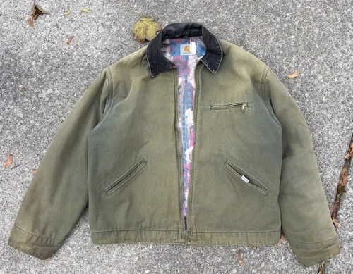 1997 Green Carhartt Aztec Blanket Lined  Detroit J24 DOL Jacket XL - product listing photo