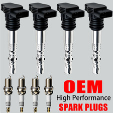 4x Oem Ignition Coil 4x Iridium Spark Plug For Vw Beetle A4 Tt 1.8l 2.7l Uf411
