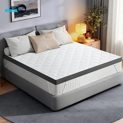 Extra Firm Mattress Topper: Queen Size 3 Inch High Density Bed Pain Relief