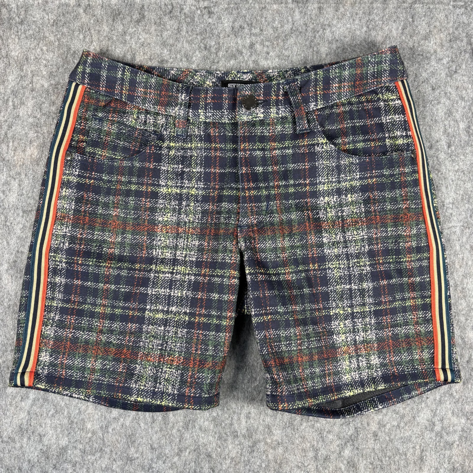 Shorts Side Tape Navy/sienna Men's 26 Plaid Jock