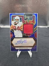Elijah Higgins 2023 NFL Panini Select /75 Blue Rookie Patch Auto RC #RSM-EHI 