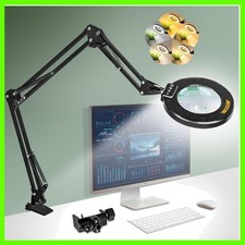 Ultra Long 3-Section Swing Arm 12X 30X Magnifying Glass with Light and Stand,...