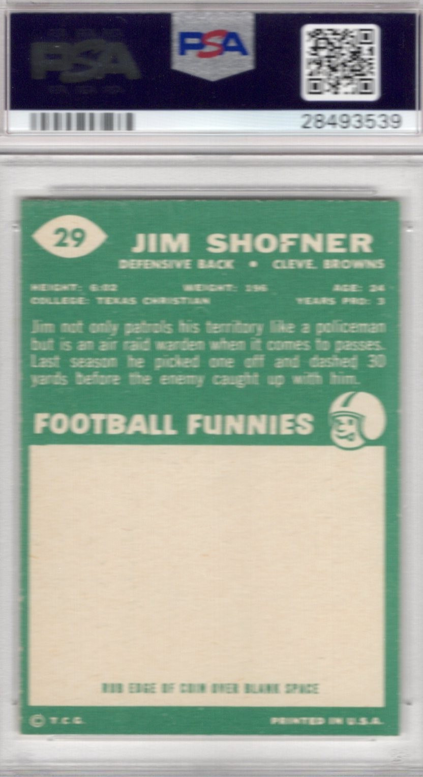 1960 TOPPS FOOTBALL #29 JIM SHOFNER PSA 7.5 NM+ ROOKIE RC BROWNS view 2