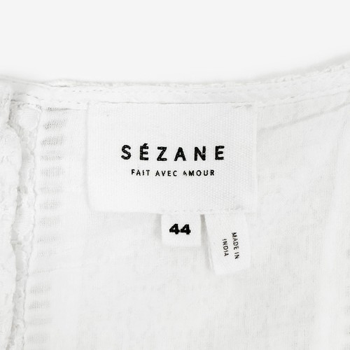 Sezane Callie Mini Dress Size US 12 White Lace Cottage Girlcore Romantic Summer - Picture 10 of 11
