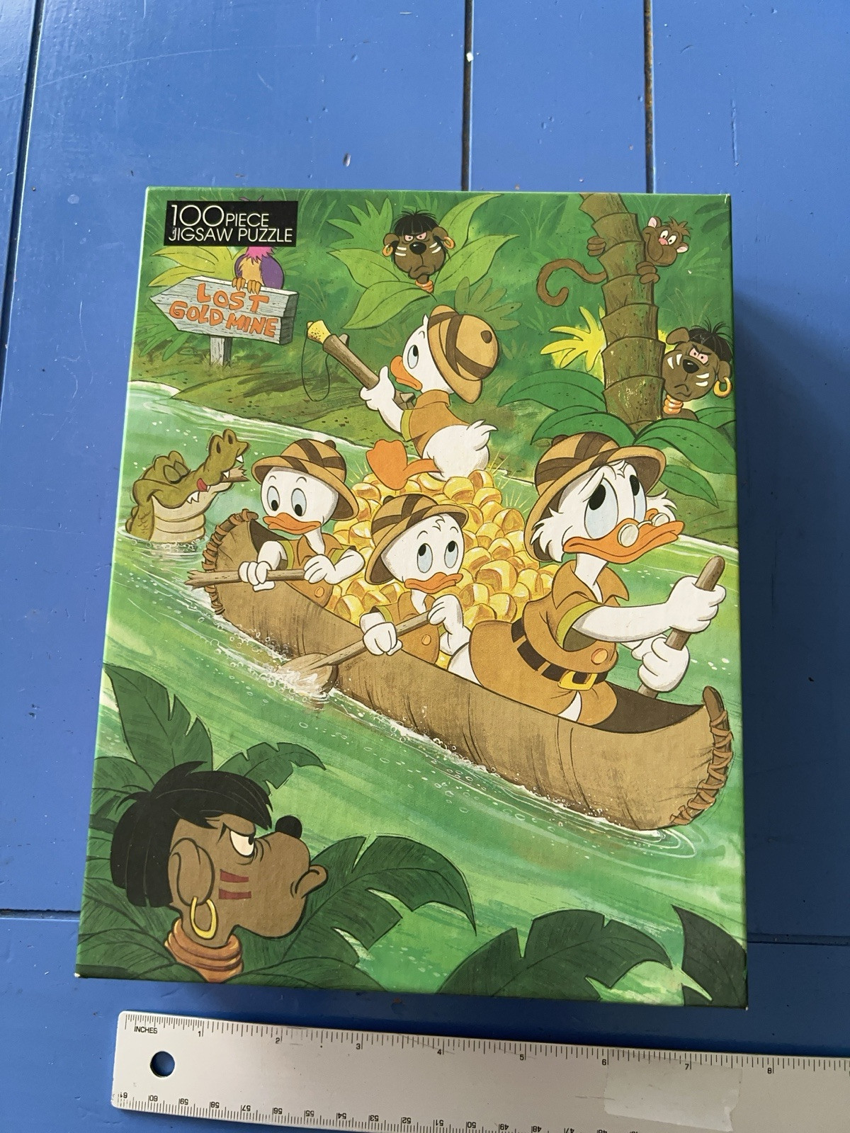 NIB 1986 Disney's Duck Tales, Jungle Canoe, 100 Piece Golden