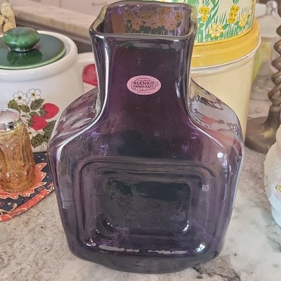 Blenko Art Glass Handmade Amythyst Purple  Bottle Vase Limited Edition VC Second