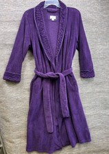 Oscar De La Renta Purple Plush Soft Fuzzy Tie Waist Bath Robe Lounge Womens L/XL
