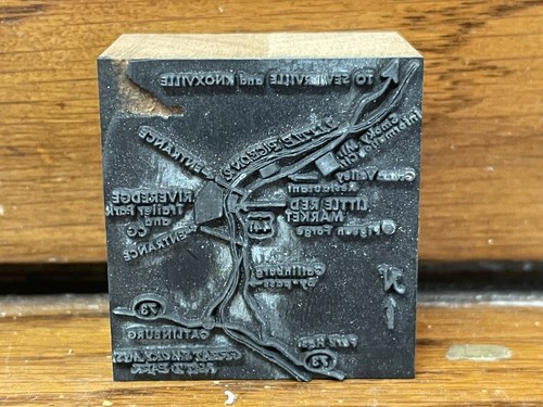 Vintage Letterpress Printing Wood Block Riveredge Trailer Park & CG Pigeon Forge