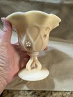 Vintage Westmoreland Almond Slag Glass Compote - Hand Painted Floral - Signed — photo 5