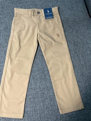 NWT US Polo Assn Boys Size 4 Tan Khaki Straight Leg Chino Pants