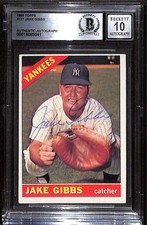1966 Topps 117 Jake Gibbs  BGS Auto 10 Autographed BAS Authentic C101318