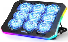 Upgraded Gaming Laptop Cooler Pad with 9 Quiet RGB Fans, Cooling Pad for 15.6-17