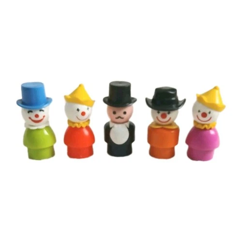 Vintage Fisher Price Little People Circus Clowns and Ringmaster Set of 5 NICE