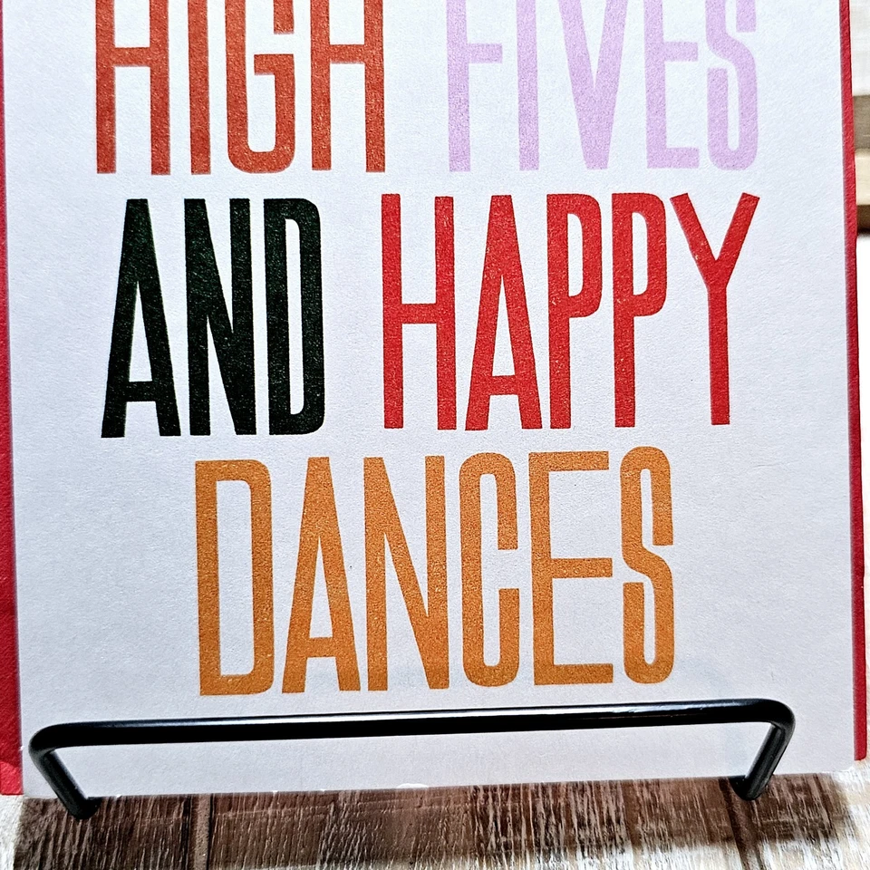 Recycled Paper Greetings Graduation Card Congrats High Fives Caps Black - Image 3 of 4