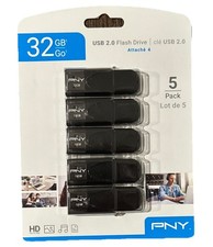 PNY 32GB Attach 4 Type A USB 2.0 Flash Drive (5 Pack) Black - BRAND NEW