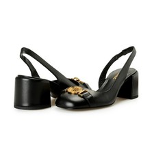 Versace Women's Leather Gold Medusa Heeled Slingback Pumps Shoes US 8 IT 38