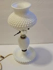 Vintage Milk Glass Hobnail Hurricane Lamp 14"