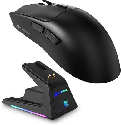 Attack Shark X1 Gaming Mouse & Docking/Charging Station, 49g Ultralight - Black