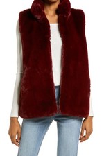 NWT - SAM EDELMAN Women's FAUX FUR Bordeaux w/NYLON Back VEST - M
