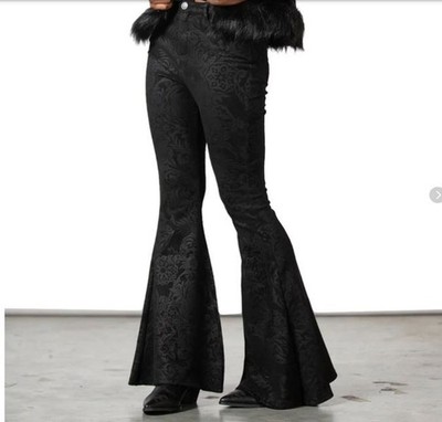 NWT- Killstar Black Lily Bell bottoms Velvet Gothic Stretch Woman's SZ S