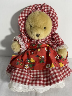 Madame Alexander Red Checkered Dress Plush Stuffed Bears 8 