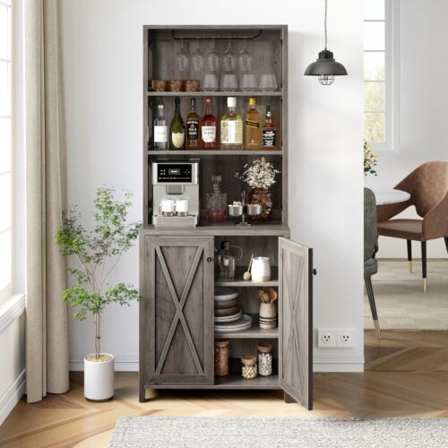 Wooden Corner Bar Wine Cabinet Liquor Open Storage Rack for Home Furniture Shelf - Picture 2 of 10