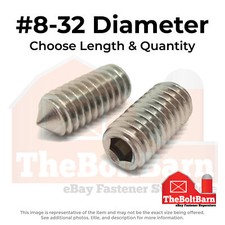 #8-32 Stainless Steel Cone Point Allen Socket Set Screw (Choose Length & Qty)