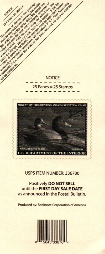New Sealed Lot of 25 2022 - 2023 - $25 US Federal Duck Stamp by James Hautman - Image 4 of 4