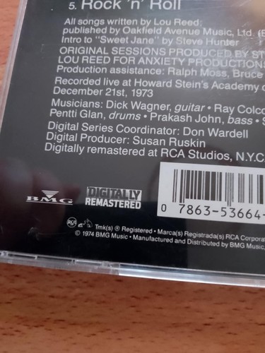 Lou Reed Rock n Roll Animal Reissue Remastered CD - Picture 4 of 4