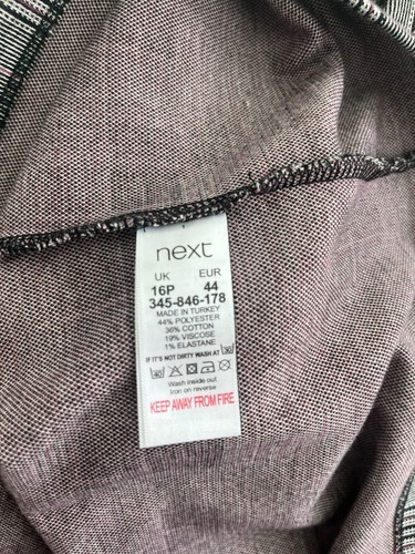 NEXT Petite Dress Size Large 16 Grey Cotton Check Shift Pockets Womens EU44 - Picture 10 of 11
