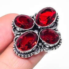 Red Garnet Gemstone Handmade 925 Sterling Silver Jewelry All Size Ring For Gift