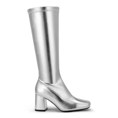 Women Chunky Block Heel Gogo Boots Square Toe Zip Up Fashion Knee High Boots - Picture 22 of 31