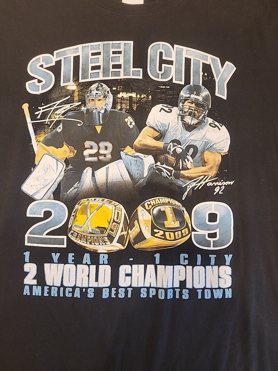 Pittsburgh Steelers Penguins 2009 Champ Shirt Men 2XL Steel City
