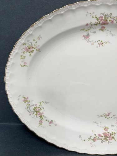 Vintage Pope Gosser China JEAN Pattern Serving Platter Oval 15” Preowned - Picture 5 of 10