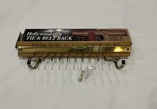 Vintage Hollywood Tie  Belt Rack Organizer 26 Hook Automatic Wood Brass 1970  s