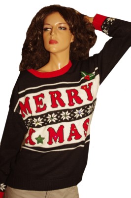 Womens MERRY XMAS Light UP Ugly Christmas Sweater Party PLUS SIZE 2X XXL M  L NEW