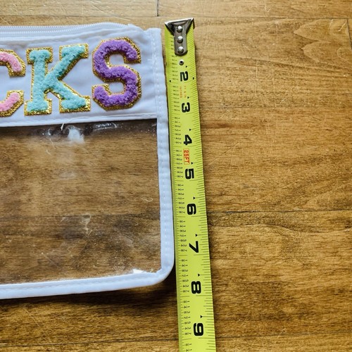Stoney Clover Lane Style White Nylon Transparent Chenille Patch "Snacks" Pouch - Picture 3 of 4