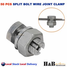 50x Galvanised Electric Fence Split Bolt Wire Joint Clamp Cable Joiner Connector
