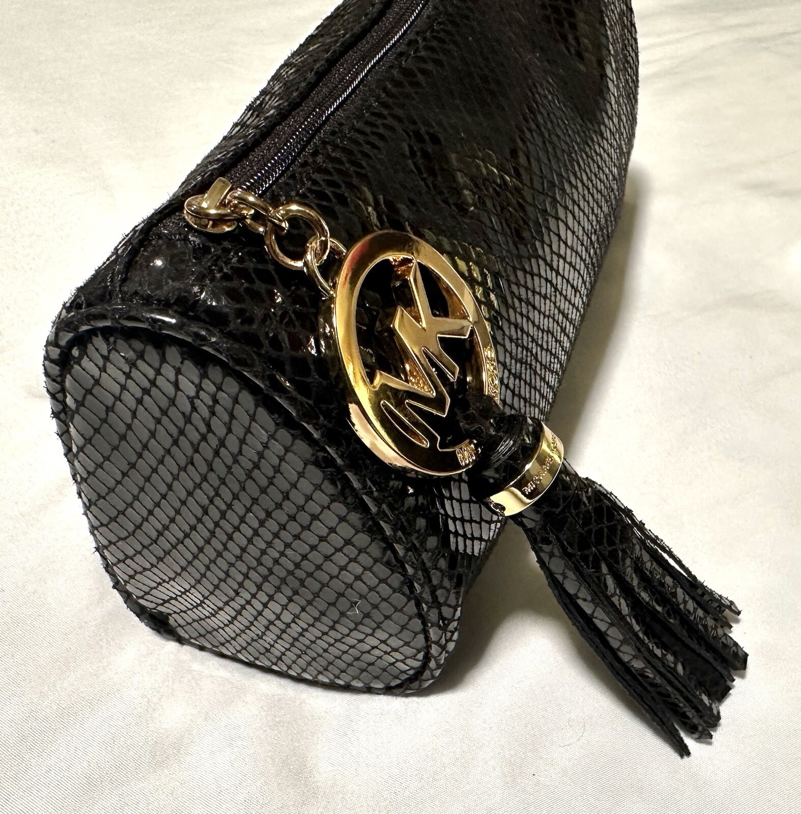 Michael Kors Black Snakeskin Python Cosmetic Case… - image 2
