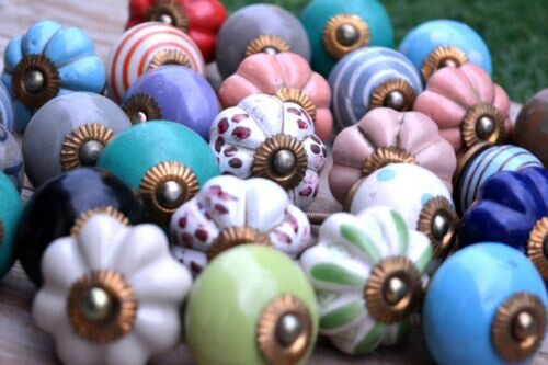 10 Pc Blue and White Assorted Knobs Kitchen Cabinet Knobs Ceramic Knobs Pumpkin - Picture 5 of 5