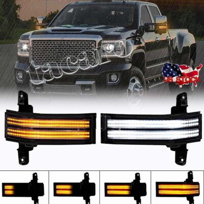 Switchback LED Tow Side Mirror Signal Light For 14-19 Chevy Silverado GMC Sierra