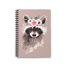 Whimsical Raccoon Spiral Notebook - Cute Floral Design, Journal, ... 