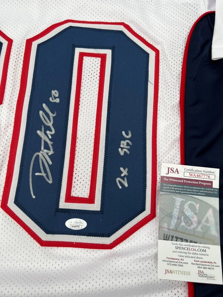 CAMISETA PUNTADA PERSONALIZADA FIRMADA POR LOS PATRIOTAS DE NUEVA INGLATERRA DE DANNY ENMENDOLA CERTIFICADO DE AUTENTICIDAD JSA Testigos Foto 2 de 3