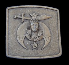SHRINER MASON BELT BUCKLE VINTAGE 1984 BERGAMOT PEWTER