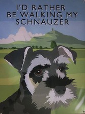 Walking Schnauzer Metal Sign