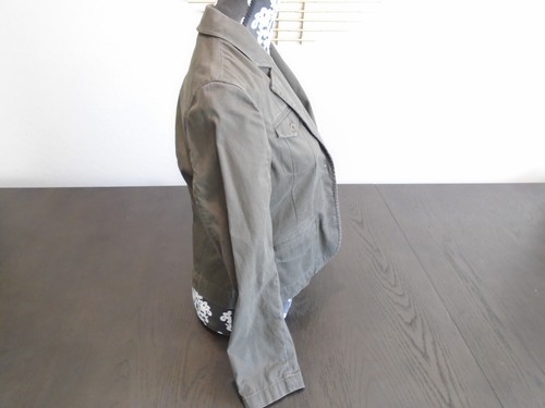 Eddie Bauer kurze Damen-Denimjacke armygrün Größe 4 geknöpft mit Taschen - Bild 3 von 11